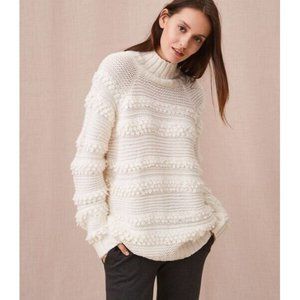 Lou & Grey Ivory Snow Bird Chunky Knit  Sweater Alpaca Blend Size Large